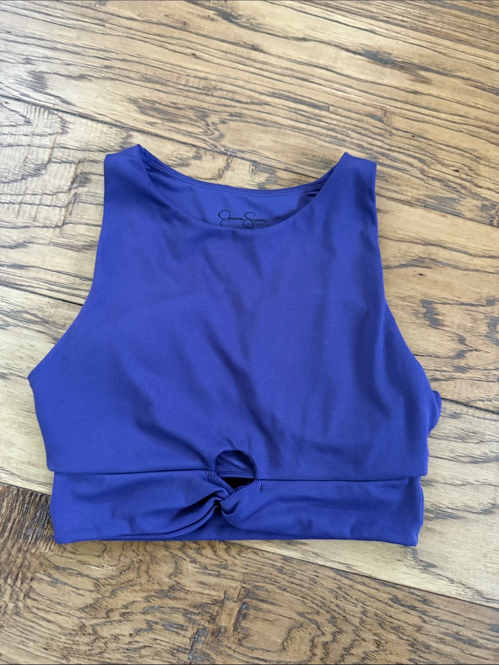 Jessica Simpson Purple Cropped Knot-Front Tank